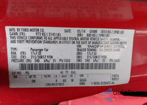 2014 Ford Focus Se from USA, damaged, VIN 1FADP3F24EL331022